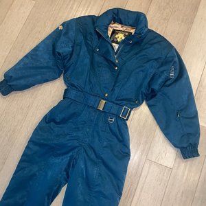 Vintage Ski Suit One Piece Snowsuit Descente Apres Snow retro Green Womens 10